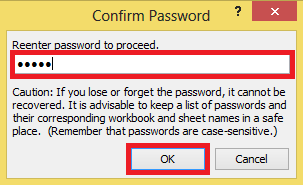 Confirming Password