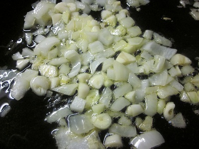 Onions and garlic in olive oil