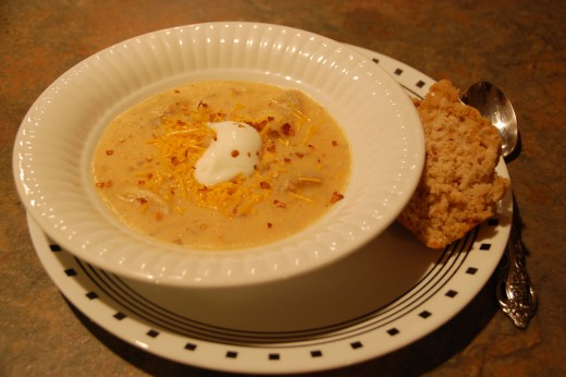 Ready to eat, I served the soup with hot pepper beer bread - so good!
