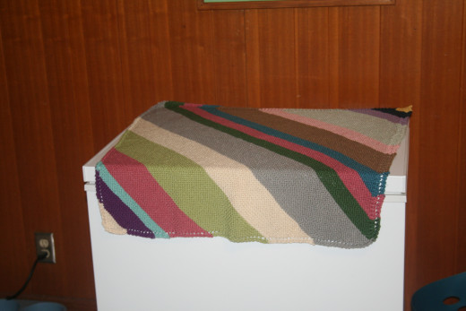 Completed Diagonal Stripe Blanket.