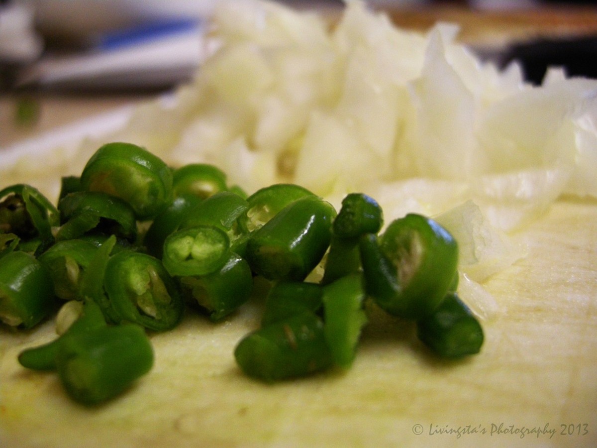 Chopped onion and green chili