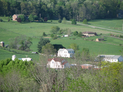 Beautiful Rolling Hills with Amish farms in Ohio Amish Country.