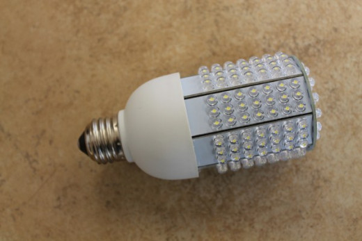 12 volt corn cob LED lights screw into regular light sockets wired to DC power.