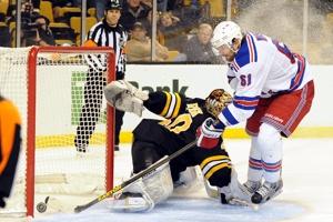 Rick Nash give Boston netminder Tuukka Rask reason to ponder an alternative career path after scorching him for a shootout goal in Beantown 