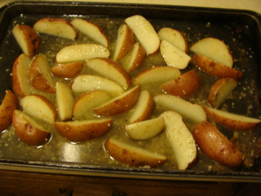Step two - roast the potatoes until they are crispy on a baking sheet