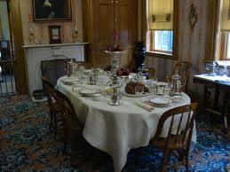 The dining room of the Galena home features china and other items from the Grant White House.