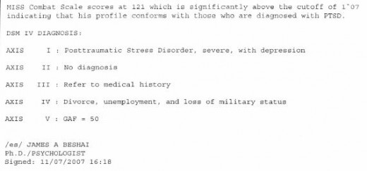 PTSD Diagnosis November 2007