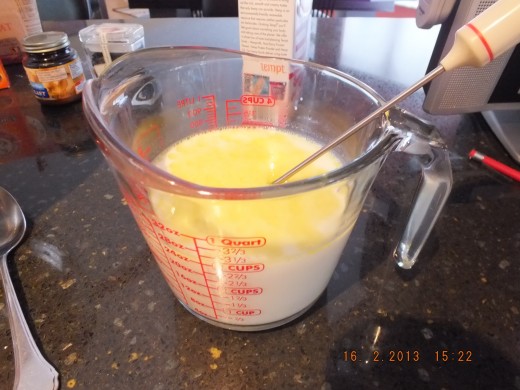 This should be foamy on top with a nice yeasty smell.