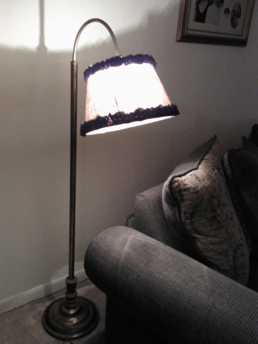 I love the look of the lamp now!  Great color, texture and design for my room!  All for about $10!