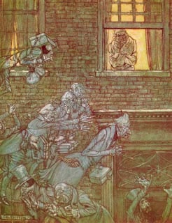 From the First American edition of  A Christmas Carol, illustrated by Arthur Rackham, 1915.