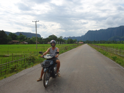En Route to the Kong Lo Cave on a rented scooter