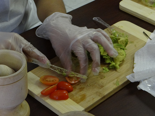 Preparing healthy food includes taking the proper precautions. I always have latex or plastic gloves on hand when preparing spicy peppers.