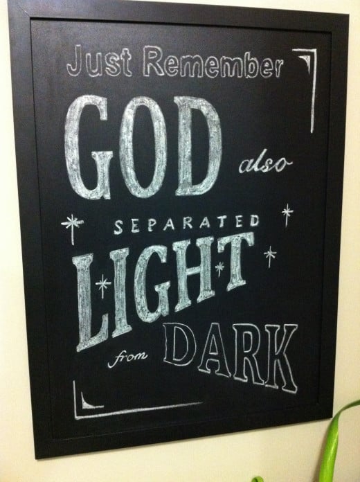 The chalk board wall art I created for my wife