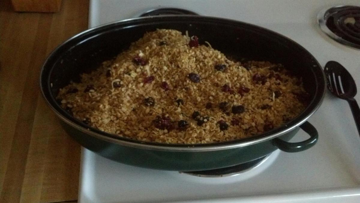 Homemade granola fresh out of the oven
