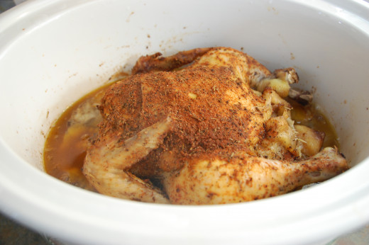 seasoned whole chicken in the slow cooker