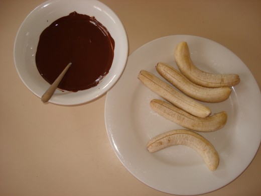 Frozen Bananas and Melted Chocolate