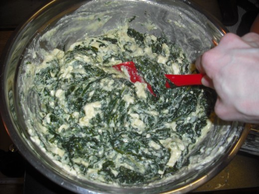 Fold in the cooled spinach.
