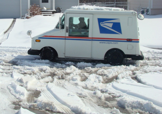 USPS was out in the snow delivering mail the day after round 2 in wichita, ks...the mailman turned around in my driveway and startled me :) 2/2013