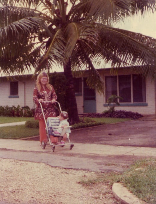 My daughter and I taking a walk near our home in Tonga.
