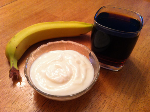 Ingredients for a Banana Coffee smoothie. Ingredients for a Banana Coffee smoothie.