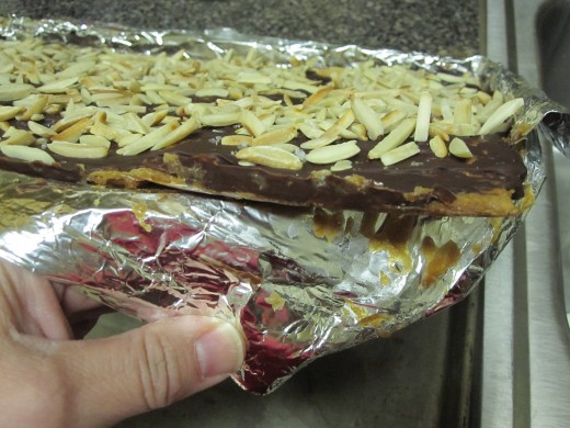 After baking and cooling, you will have what looks like a giant candy bar.