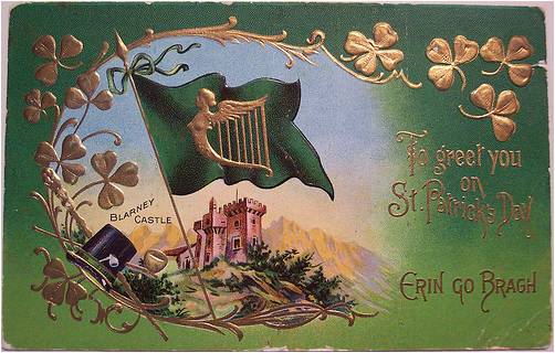Vintage postcard, Blarney Castle, "To Greet You on St Patrick's Day"