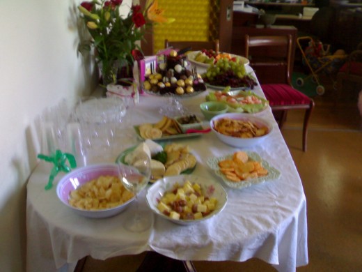 Indoor table at barbecue.