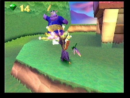 Here, the player doesn't even have to glance away from their character as they play. since sparx, who is always flying next to spyro, changes colors depending on spyro's health.