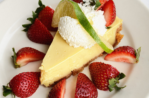 Key Lime Pie with Strawberry Garnish