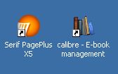 Icons of the programs, PagePlusX5 and Calibre