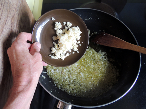add garlic to the pan