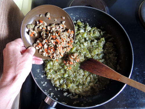 add olives to the pan