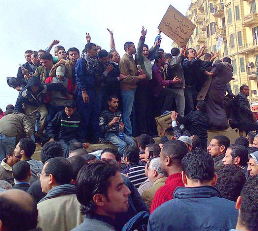 Young Egyptians exercising the power of assembly. Sound familiar?