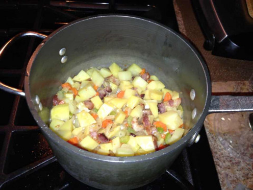 Potatoes, Onions, Carrot, Celery, and Bacon