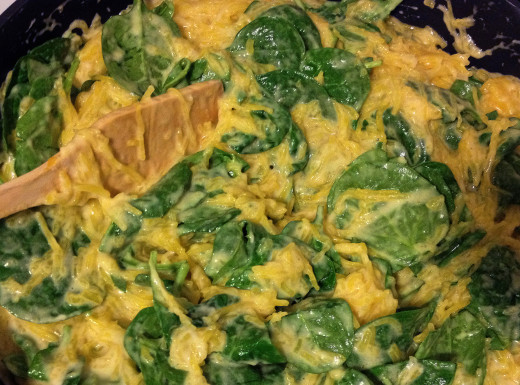  --  All Rights Reserved  --  Do Not Distribute  --  Spaghetti Squash, Cheese and Baby Spinach 
