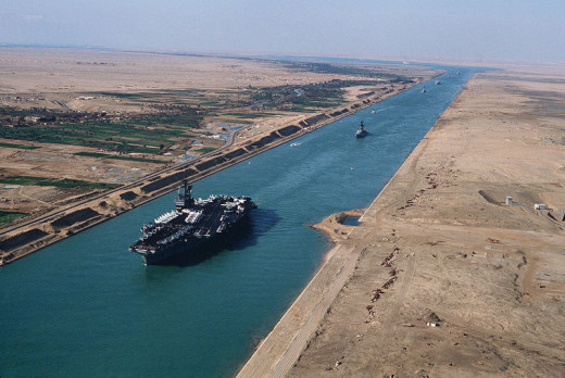 The opening of the Suez Canal in 1869 connected the Red Sea with the Mediterranean Sea.