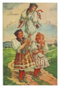 A Czech card proclaiming "Happy Easter!"