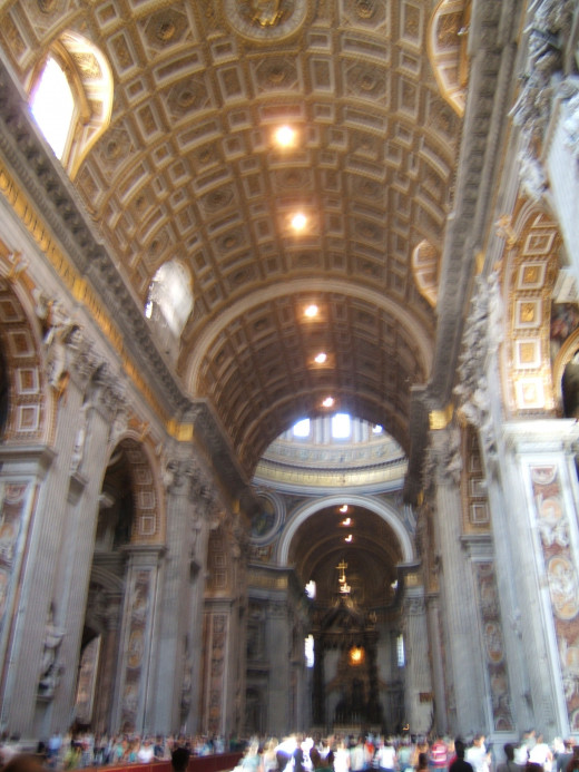 The nave and barrel-vaulted ceiling, St Peter's basilica, Rome