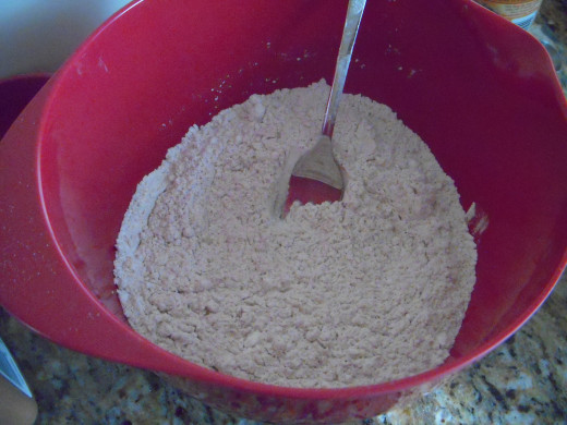 Stir dry ingredients together to combine and set aside while you mix wet ingredients.