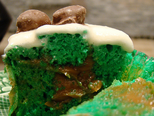 Peanut butter filled green cake.