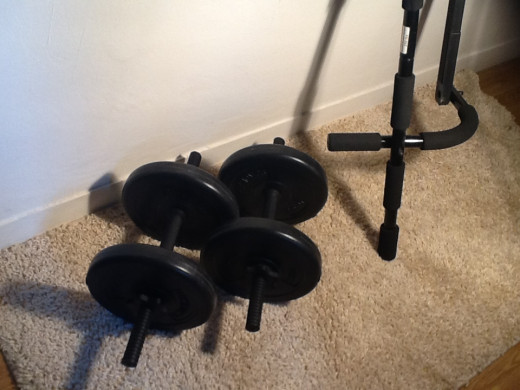 Dumbbells with chin up bar