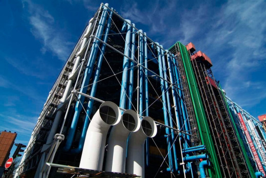 One of the many symbols of culture in Paris is the Pompidou Centre and its inside-out looks, dreamed by the President Pompidou who wished that Paris would possess a temple of culture where all forms of plastic arts would meet books, music, cinema etc