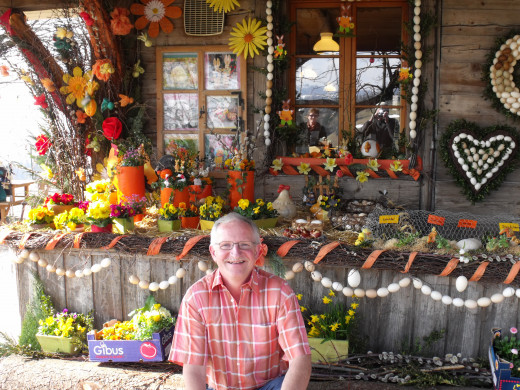 Alois Peter proudly shows off his unique Easter decorations