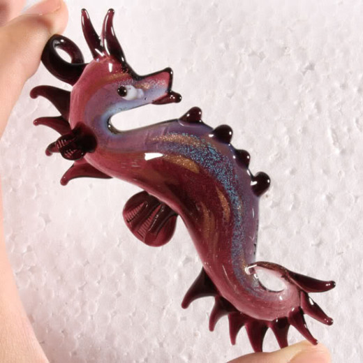 Murano glass sea horse in beautiful striations of brown