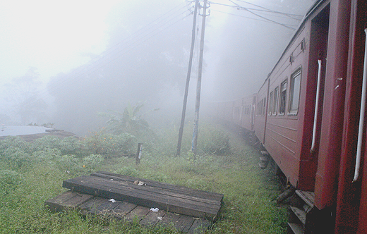 The train chugging through the morning mist...
