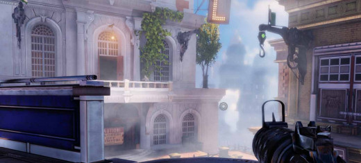 The skylines will be blocked twice. At the second blockage, use this hook to bypass the crates and get to the unblocked skylines and then the zeppelin.