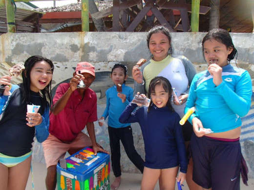 An ice cream treat after a good swim.