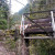 A brave TrailDog getting ready to cross the wood bridge. A brave TrailDog getting ready to cross the wood bridge.