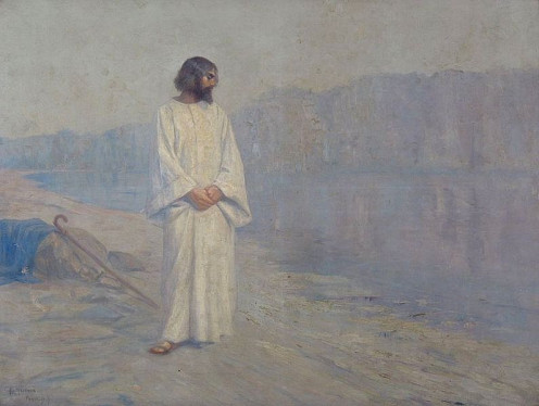 Christ near Golgotha, 1907, oil on canvas.  Jesus looks deep in thought in this painting.