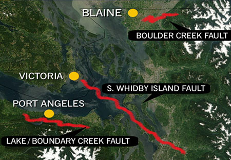 Whidbey Island lies across a major fault line in the area.